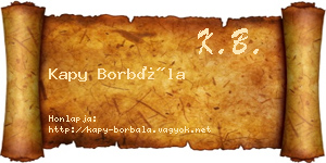 Kapy Borbála névjegykártya